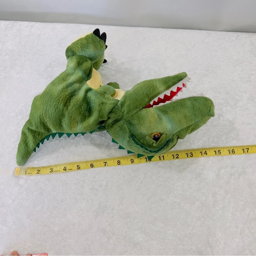 Dinosaur Hand Puppet Plush Toy Tyrannosaurus Rex Kids Fun Multi Green - Picture 2 of 11